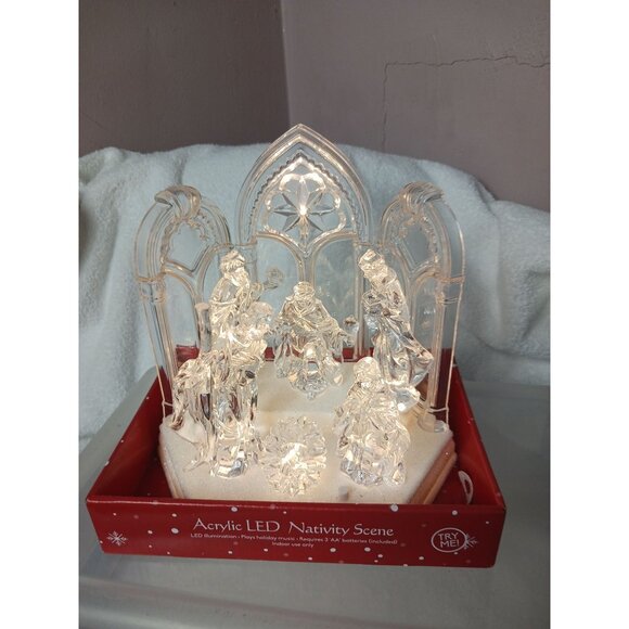 GCI Acrylic LED Nativity Scene With Holiday Music Indoor 7.75 inch - Picture 1 of 10